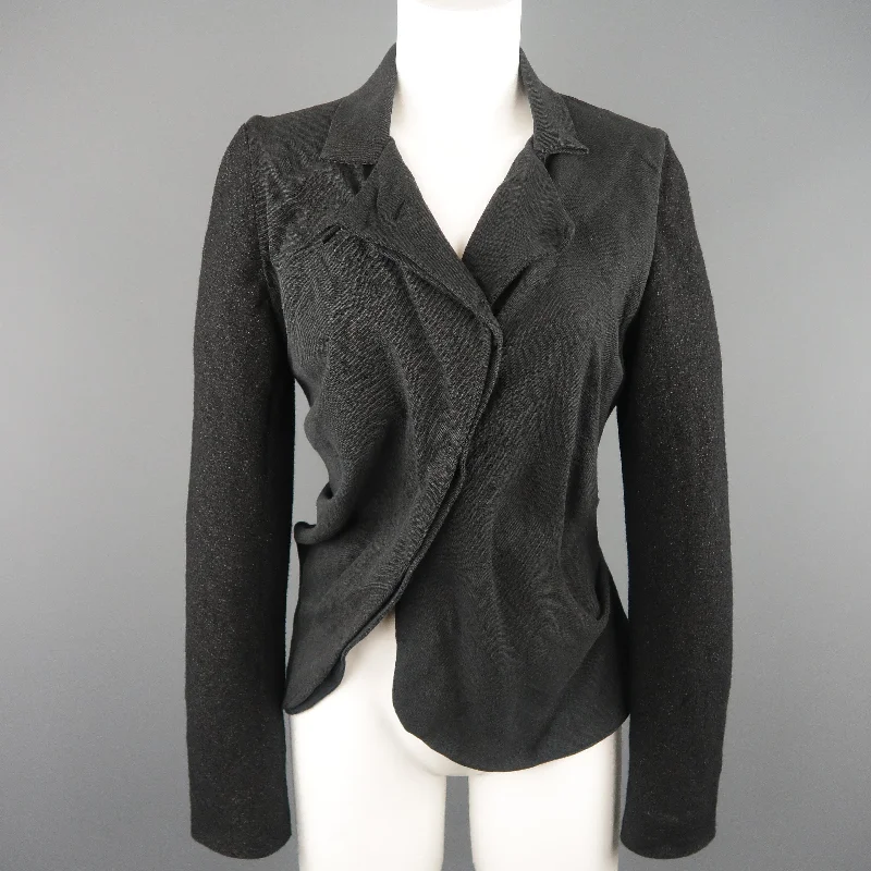 LOST & FOUND Size S Charcoal & Black Ruched Body Jacket