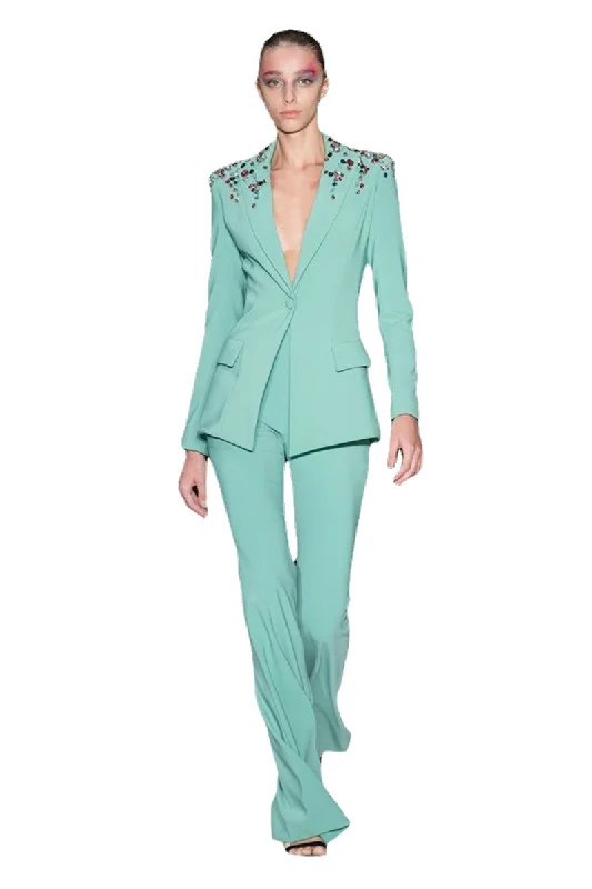 Luxury Crystals Women Suit Set 2 Pieces Beaded Blazer+Pant Custom Made Party Prom Dress Jacket