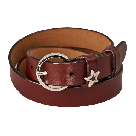 Medium Star Leather Belt Maroon