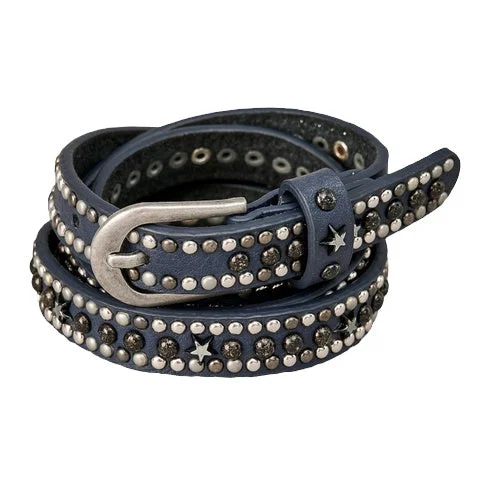 Slim Belt Stars & Studs Navy