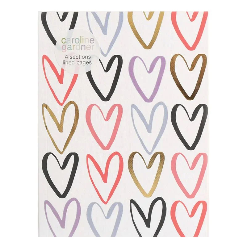 Tabbed A5 Notebook Multi Outline Hearts