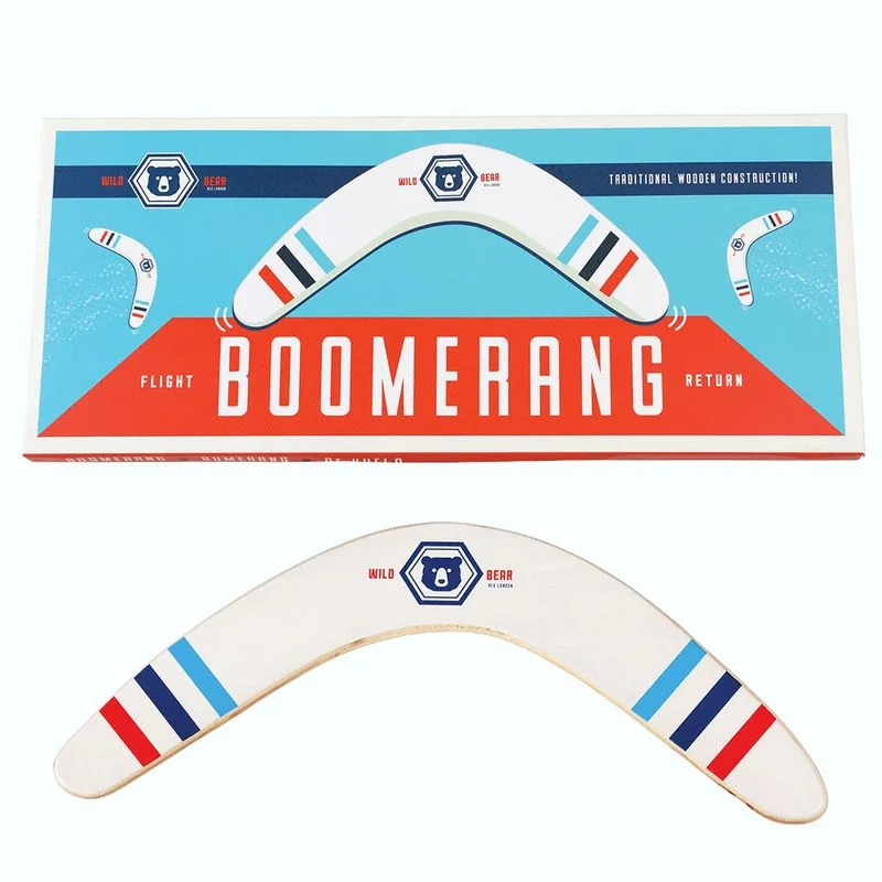 Wild Bear Wooden Boomerang