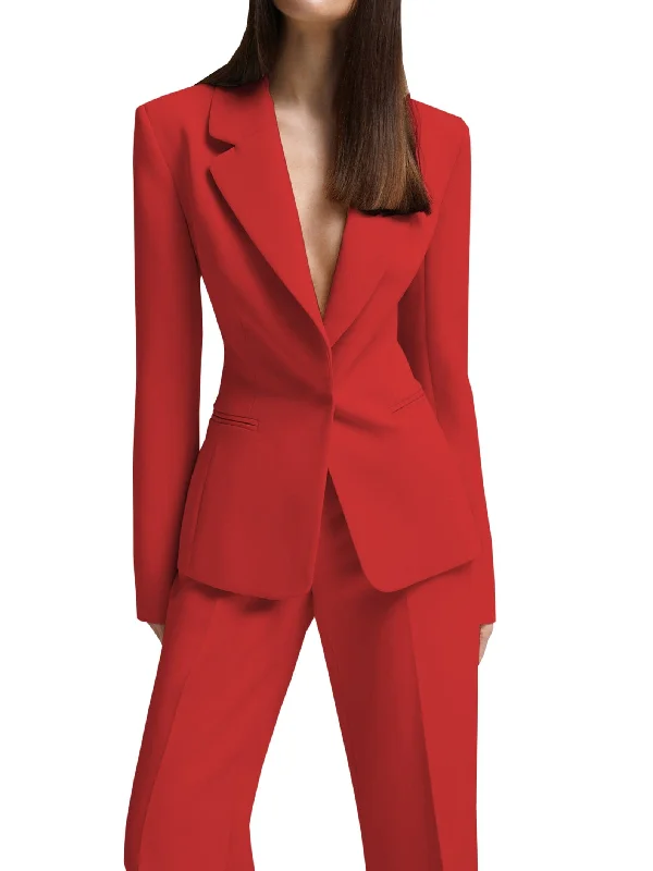 2 Piece Stylish Casual Single Buttons Notch Lapel Slim Fit Women's Suit (Blazer+Pants)